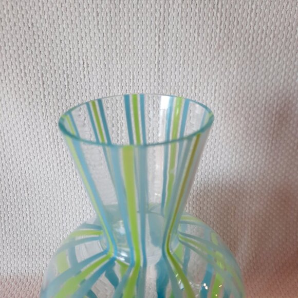 Vintage Blown Glass Swirl Vase, Blue and Green, 6 1/2"T - Picture 4 of 8